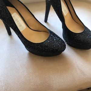 New! Black Glitter Gianni Bini Platform Stilettos